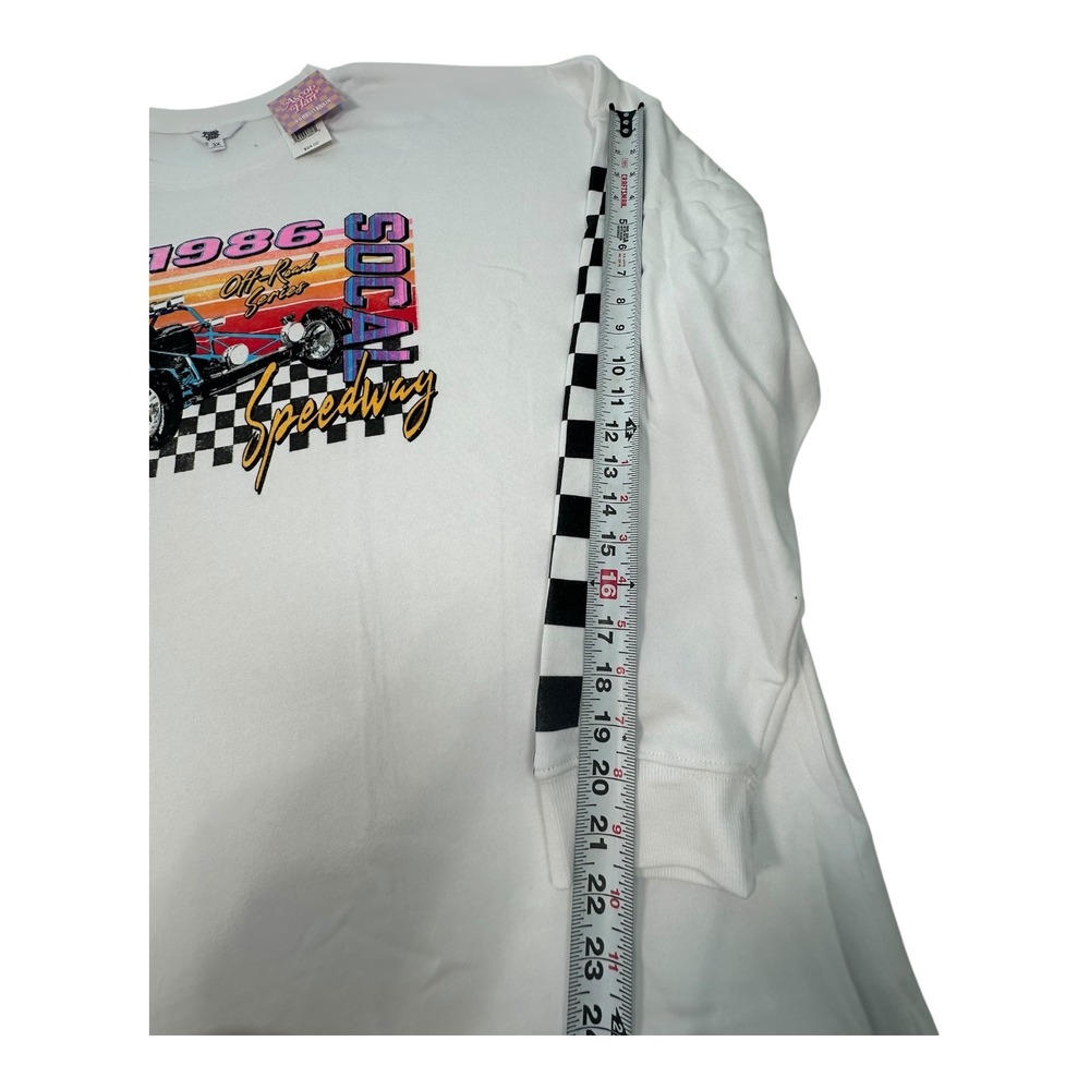 Ascot + Hart White Graphic Sweatshirt 1986 SoCal Speedway Racing Checkered 3X - Picture 4 of 14